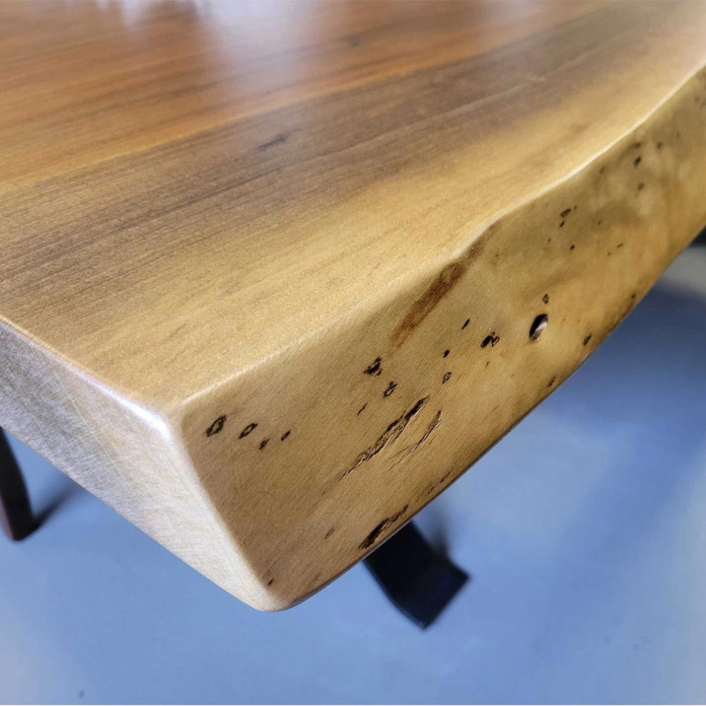 Bookmatched Walnut Live Edge Dining Table, Steel Base, 90x45