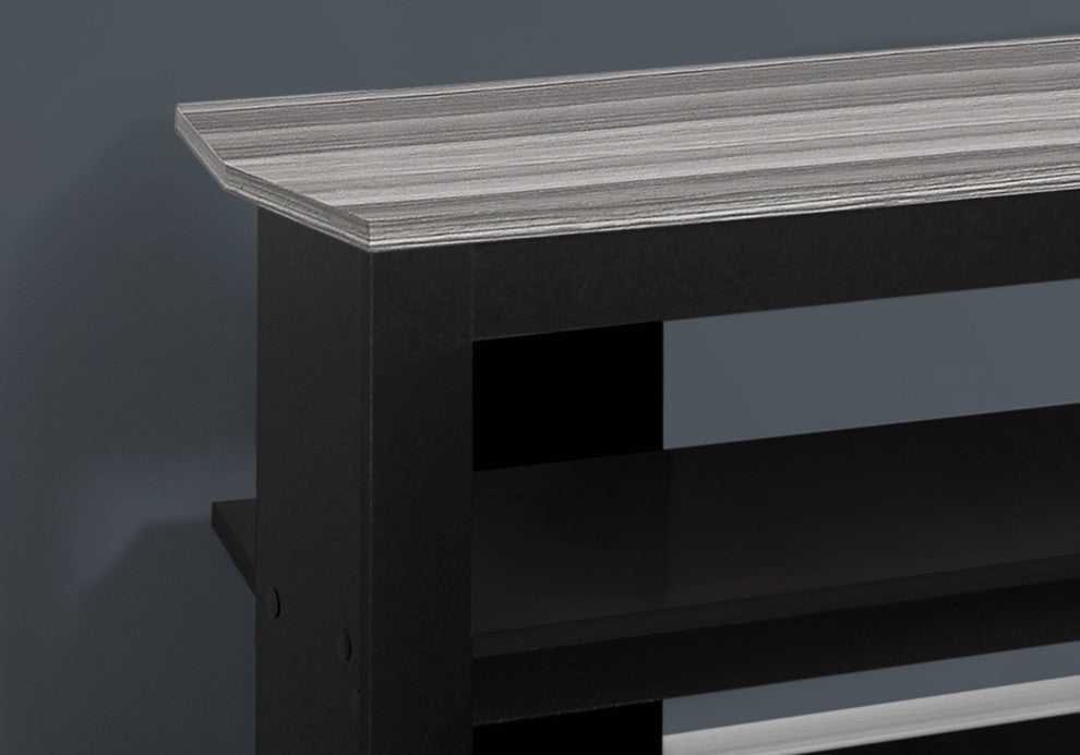 Tv Stand, 42 Inch, Storage Shelves, Laminate, Black, Grey