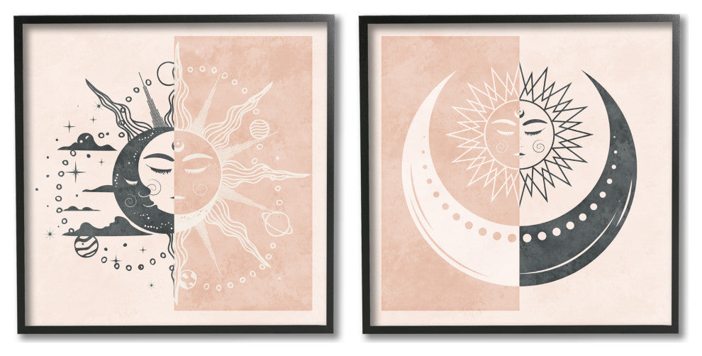 Celestial Sun Moon Stars Planets Astrology Motif, 2pc, each 12 x 12