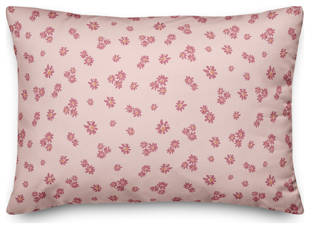 Pink Daisy Pattern 20x14 Spun Poly Pillow