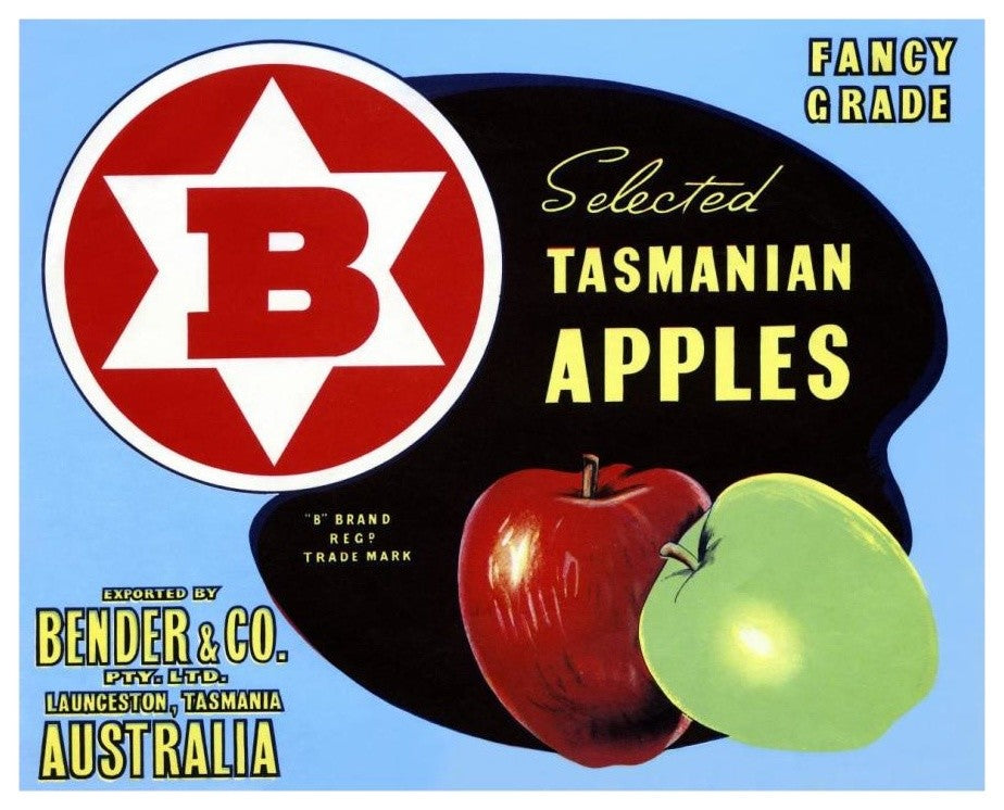 "Fancy Grade Selected Tasmanian Apples" Paper Print by Retrolabel, 18"x15"