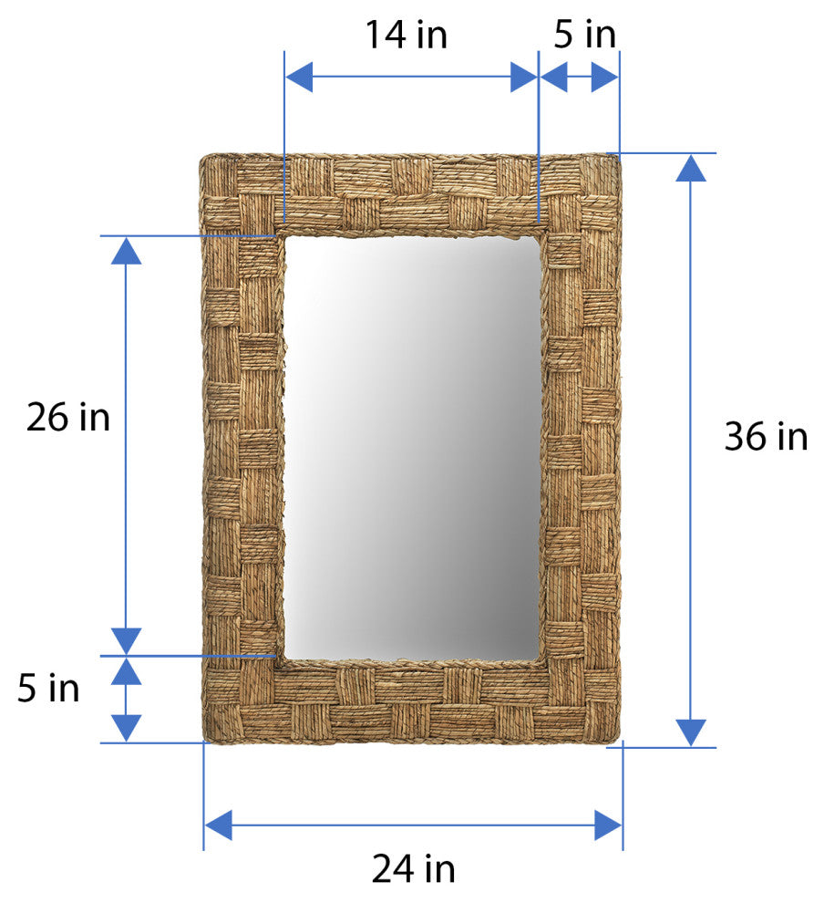 Rectangular Checquered Wall Mirror, Rope