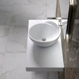 ADM Circle Countertop Vessel Sink, White, 20", Matte White