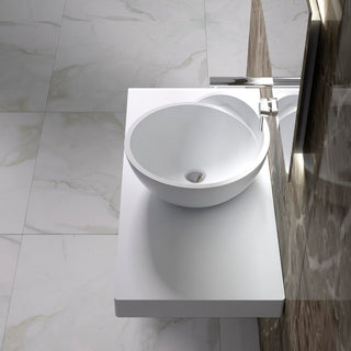 ADM Circle Countertop Vessel Sink, White, 20", Matte White