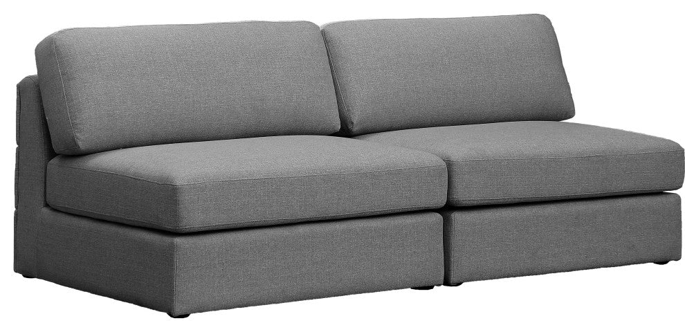 Beckham Linen Textured Fabric Upholstered 2-Piece Modular Sofa, Grey