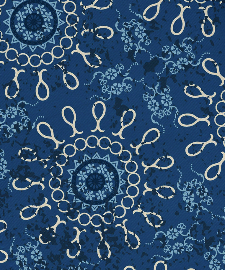 Sun Tile, Print Napkin, Set of 4, Blue