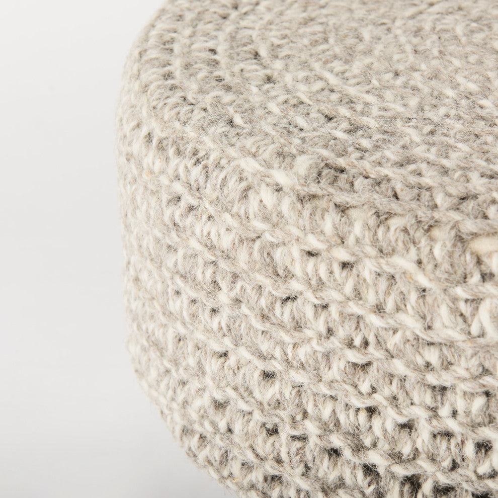 Bina Light Gray 4-Legged Wool Stool