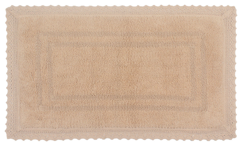 Opulent Reversible 100% Cotton Bath Rug Set, 21x34 Rectangle, Linen