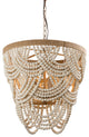 4-Light Farmhouse Wood Beaded Chandelier Candle Style