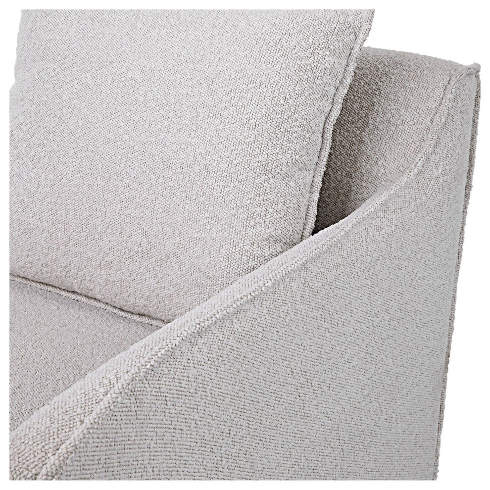 Uttermost 23658 Avila 28"W Contemporary Boucle Slipcover Swivel - Gray Boucle