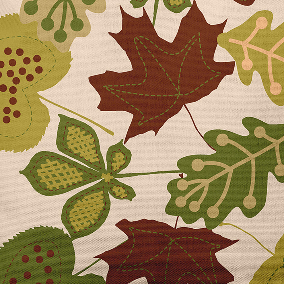 18" x 18" Fall Leaves Decorative Throw Pillow, Olive
