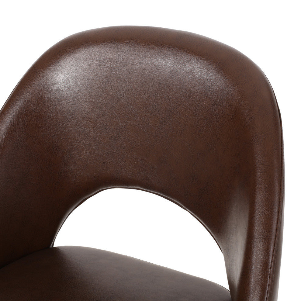 Odum Abbeville Contemporary Open Back Dining Chairs (Set of 2), Dark Brown + Gun Metal