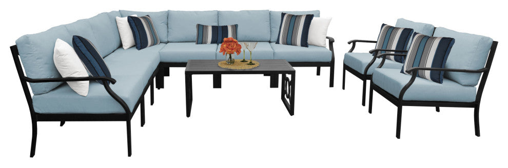kathy ireland Madison Ave. 10 Piece Aluminum Patio Furniture Set 10a, Tranquil