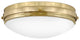 Hinkley Oliver 3-Light Medium Flush Mount 39053BBR, Bright Brass