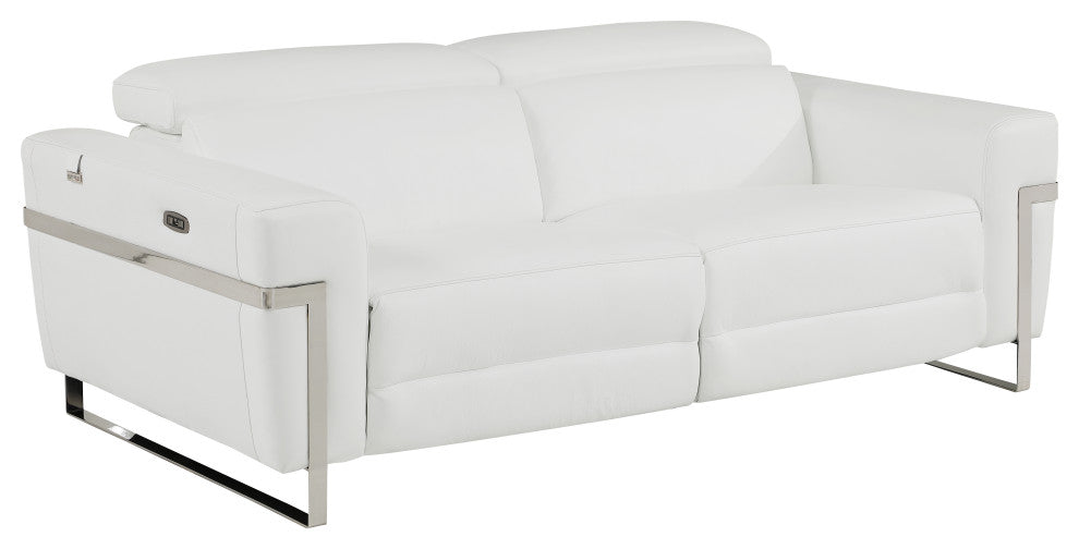 Prato Genuine Italian Leather Modern Sofa Set, White