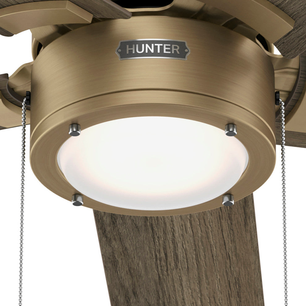 Erling Ceiling Fan, LED Light Kit and Pull Chain, Burnished Brass, 44"