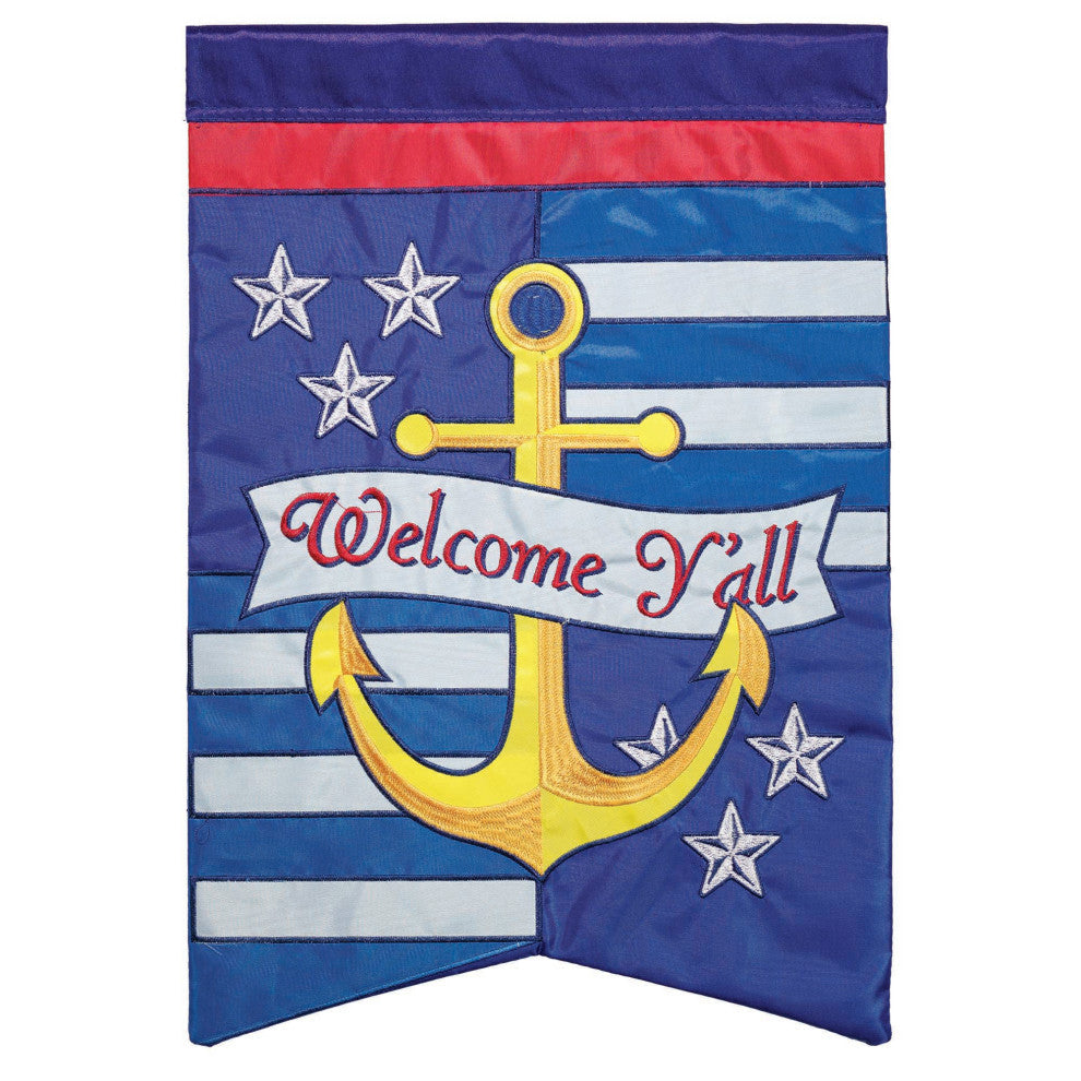 Flag Anchor Welcome Yall 13x18