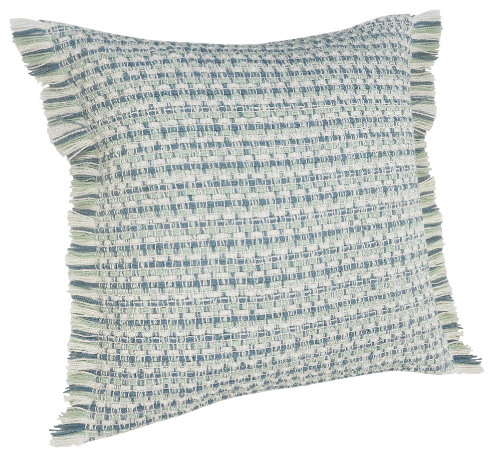 Interwoven Coastal Delight Fringed Throw Pillow