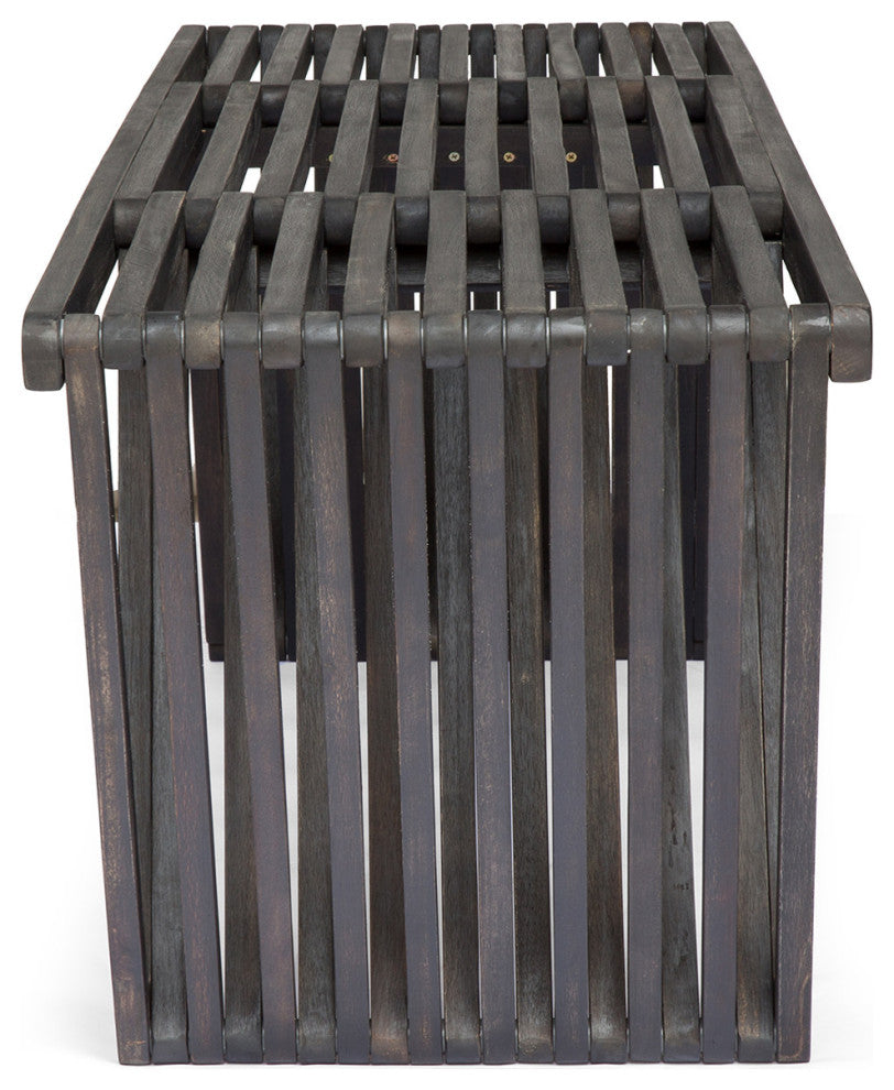 GDF Studio Esme Outdoor Acacia Wood Bench, Dark Gray