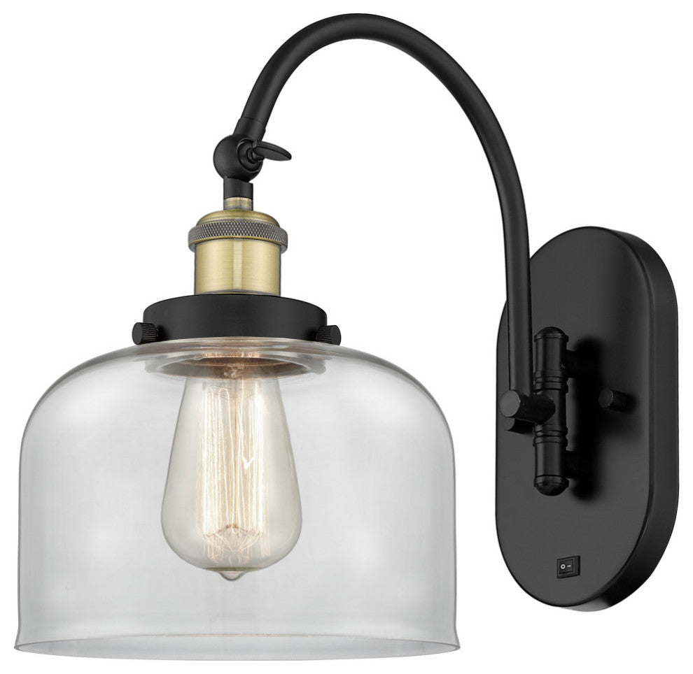 Bell Sconce, Black Antique Brass, Clear, Clear