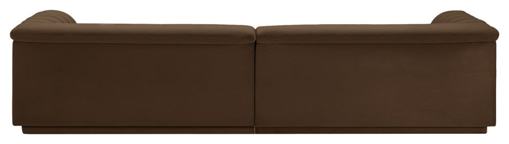 Cascade Upholstered Modular Sofa, Brown, Velvet, Straight Sofa
