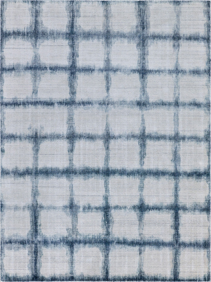 Chroma Handmade Hand Loomed Wool and Bamboo Silk Navy Area Rug