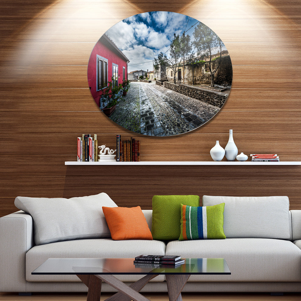 Beautiful Milis Street Sardinia, Landscape Round Wall Art, 38"
