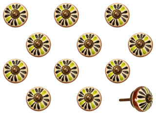 Knob-It Vintage Handpainted Ceramic Knobs, Set of 12, Blue/White/Gold