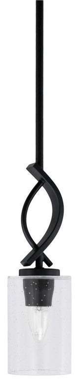 Cavella 1 Light Stem Mini Pendant, Matte Black Finish, 4" Clear Bubble Glass