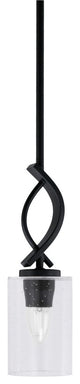 Cavella 1 Light Stem Mini Pendant, Matte Black Finish, 4" Clear Bubble Glass