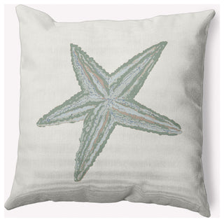 18x18" Starfish Nautical Decorative Indoor Pillow, Sage