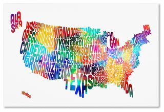 "United States Typography Text Map 2" Canvas Art by Michael Tompsett