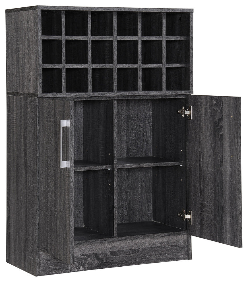 GDF Studio Ridgecrest Mid Century Sonoma Faux Wood Wine and Bar Cabinet, Sonoma
