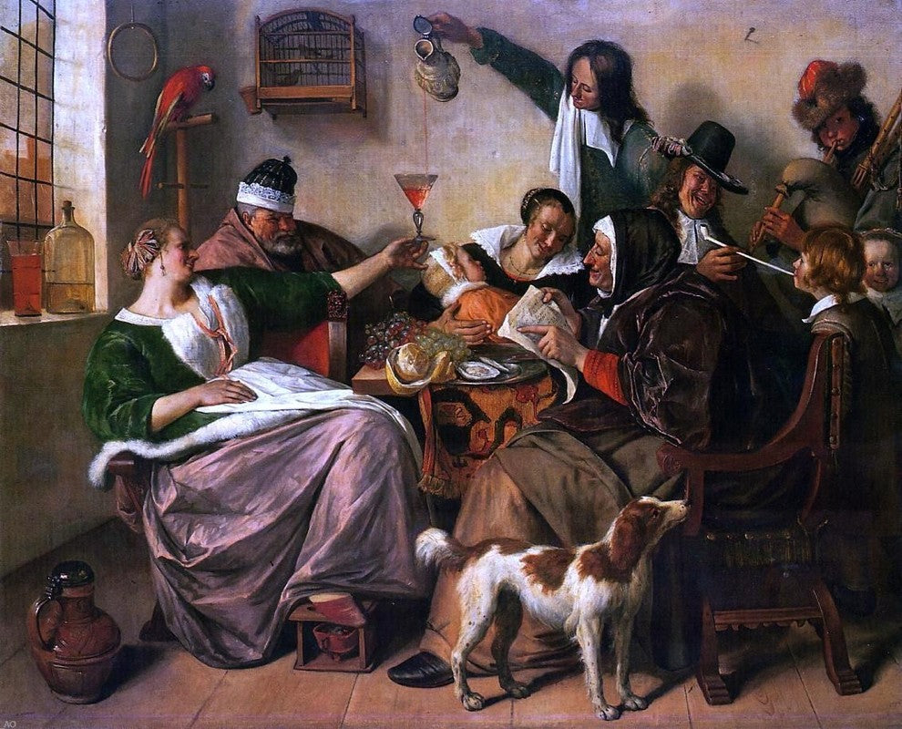 Jan Steen As the Old Sing So Pipe the Young, 20"x25" Wall Decal