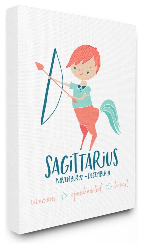 Fun Modern Zodiac Sagittarius Centaur Child Canvas Wall Art, 16"x20"