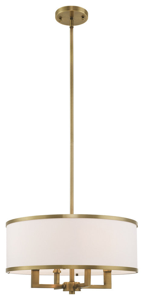 Livex Lighting Antique Brass 4-Light Pendant Chandelier