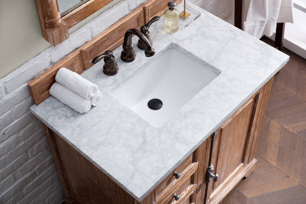James Martin 238-105-5511-3CAR 36" Driftwood Vanity with Carrara Marble Top
