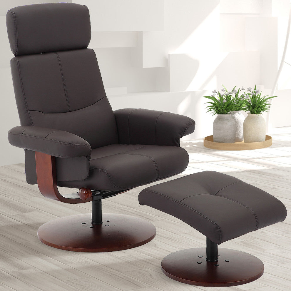 Roma Recliner in Brown Polyurethane by "Comfort Chair" Collection, Brown