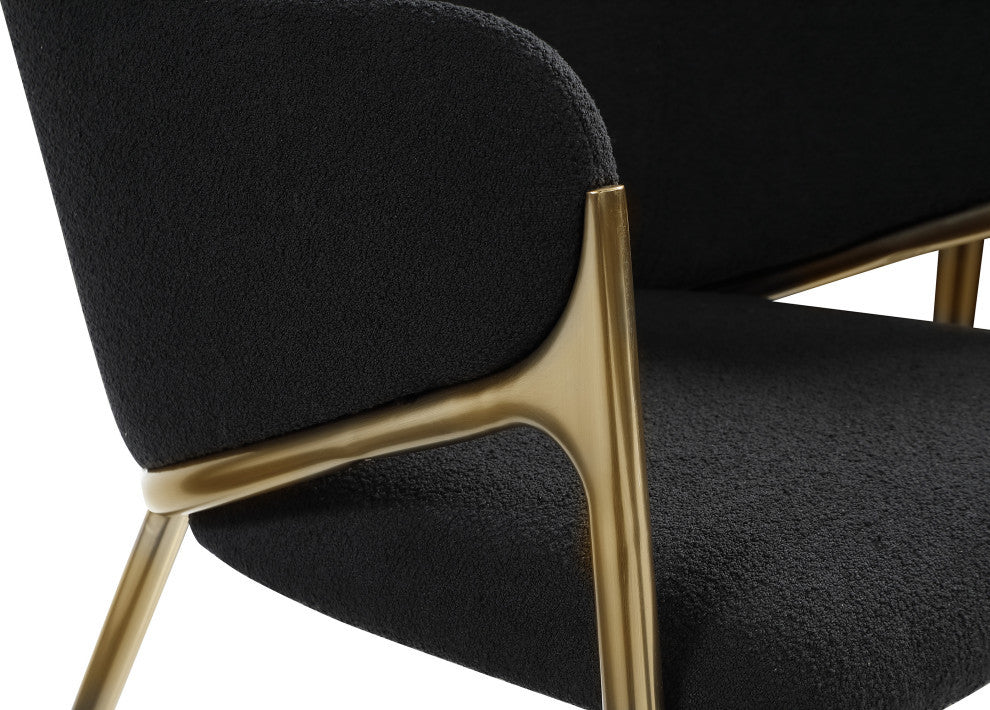 Nial Boucle Fabric Upholsetered Black Dining Chair, Set of 2, Black