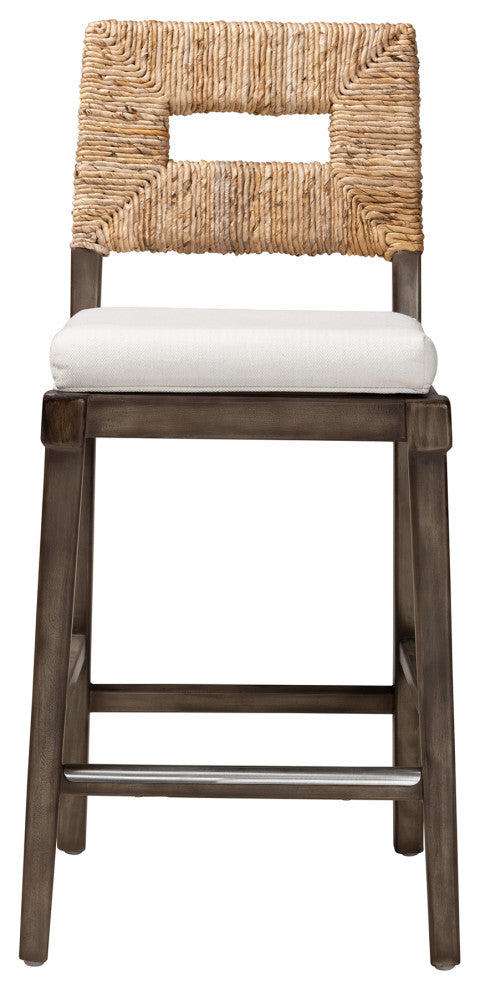 Eila Mahogany & Rattan Counter Stool