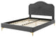 Platform Bed Frame, King Size, Velvet, Dark Gray, Modern Contemporary