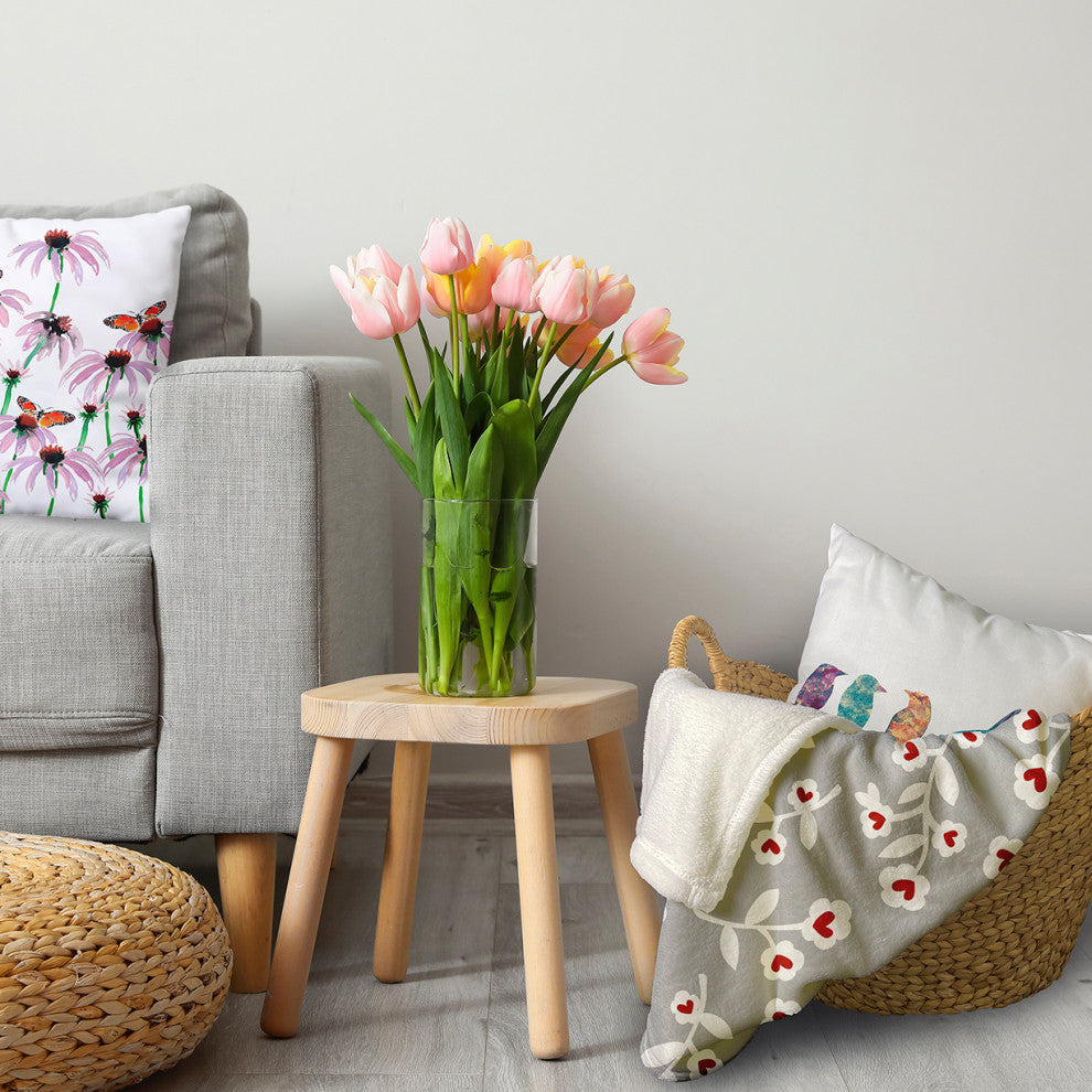 60x80" Valentines Floral Throw Blanket, Grey