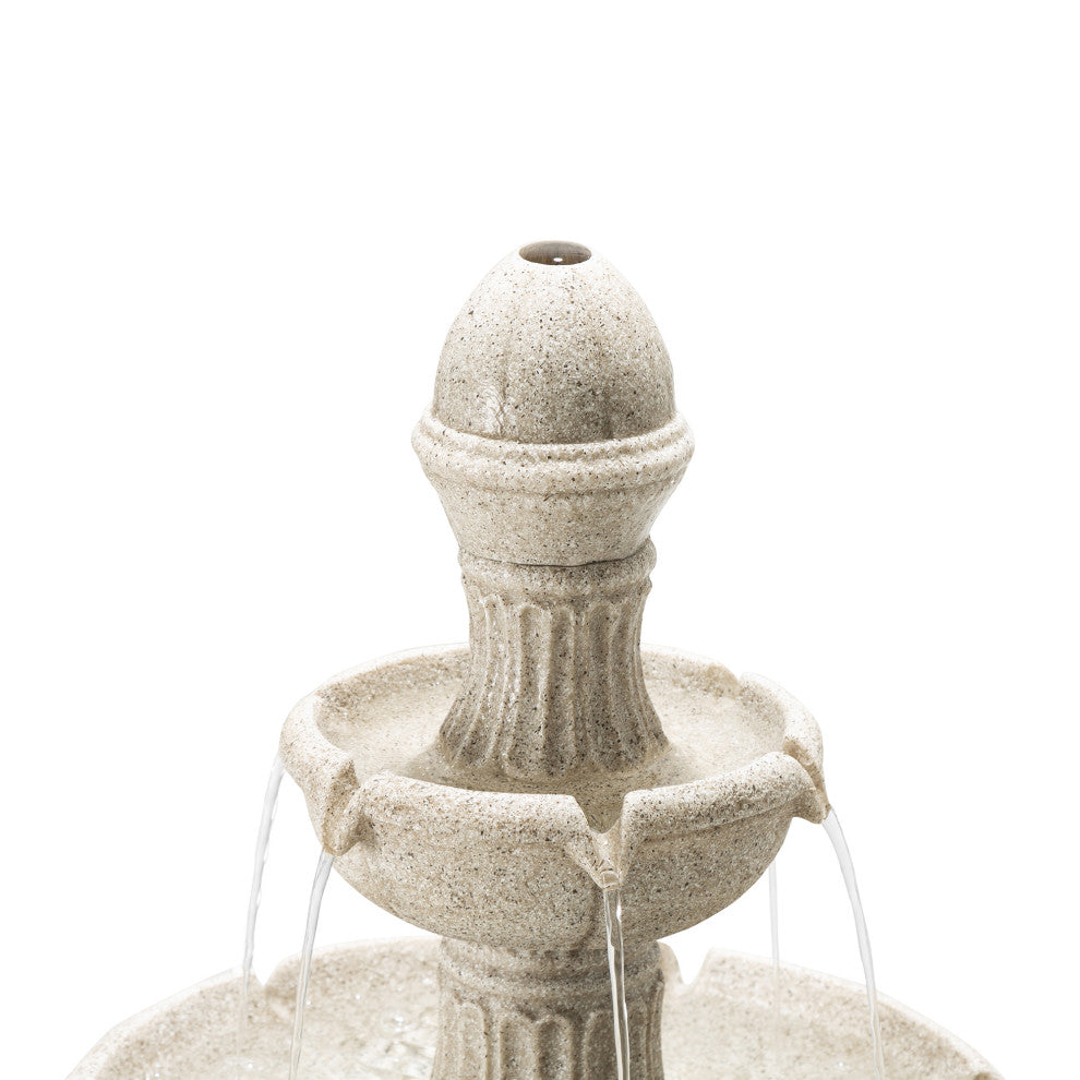 Sand Beige Terrazzo Resin 3-Tier Outdoor Fountain