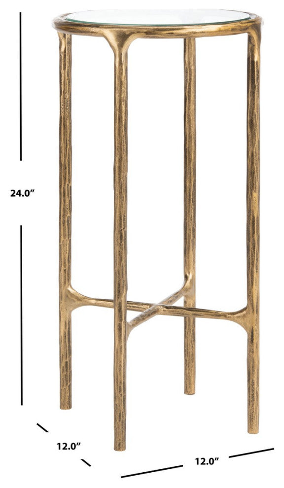 Safavieh Couture Jessa Forged Metal Tall Round End Table, Brass