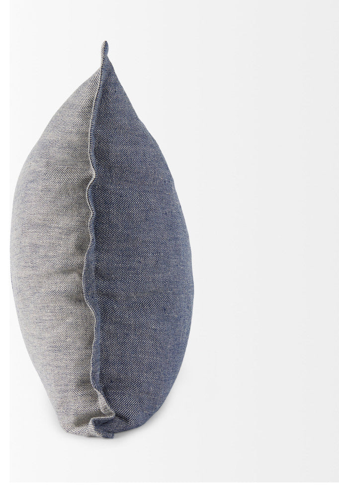 Aubrielle 20Lx20W Gray and Blue Fabric Color Blocked Decorative Pillow Cover