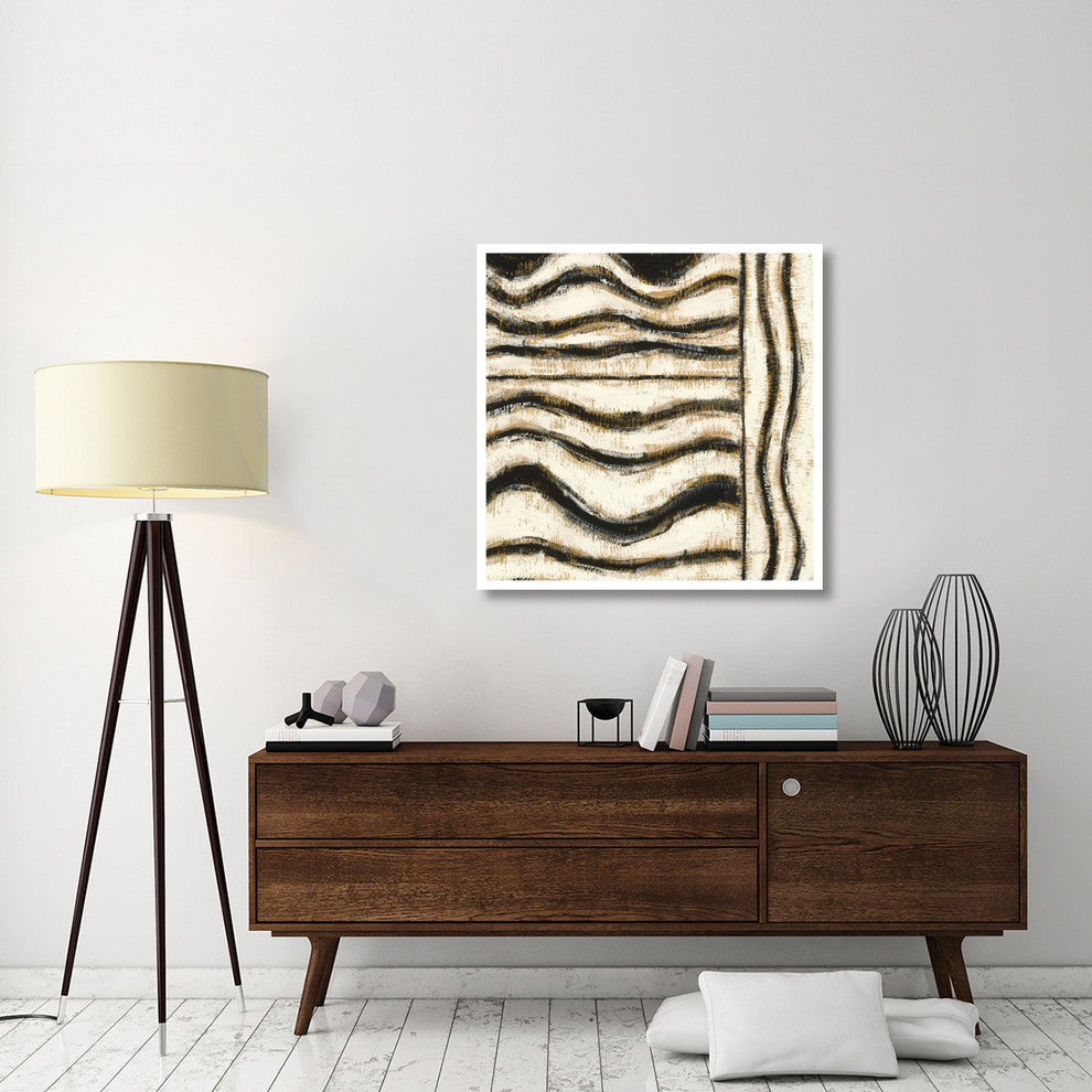 "Black and Gold Geometric VI" Digital Paper Print by Shirley Novak, 38"x38"