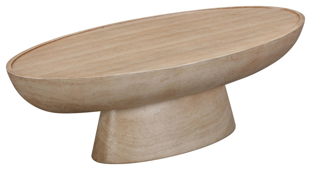 Eclipse Textured Faux Travertine Indoor/Outdoor Table, Travertine, Coffee Table