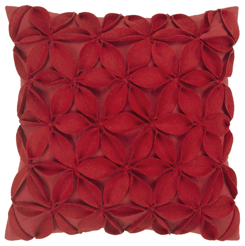 Red Pinwheel Floral Petal Down Throw Pillow