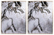Set of 2 Ultra Modern White Black and Gold Marblized Wall Art