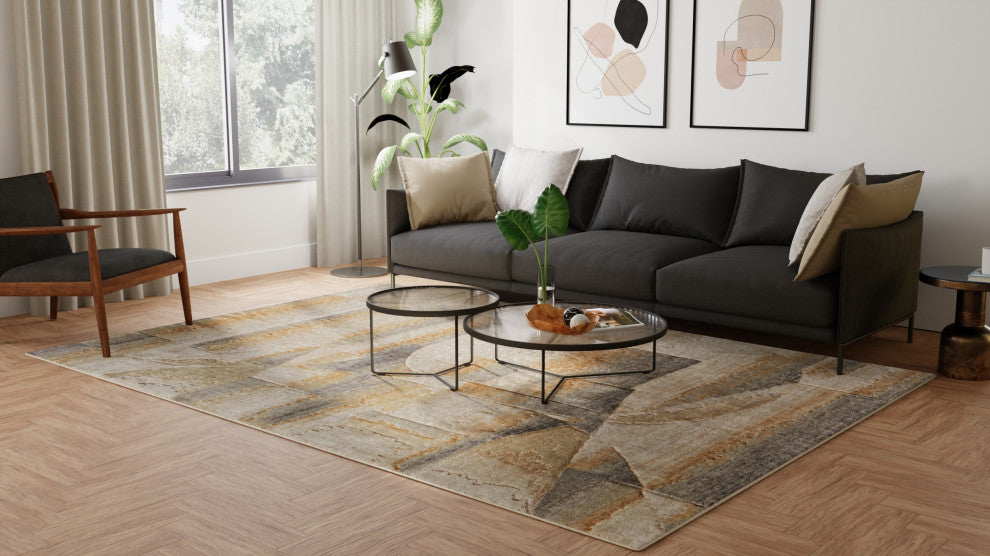 Jaxson 39PXF Modern/Industrial/Bohemian & Eclectic Area Rug, Tan/Brown, 5'x7'6"